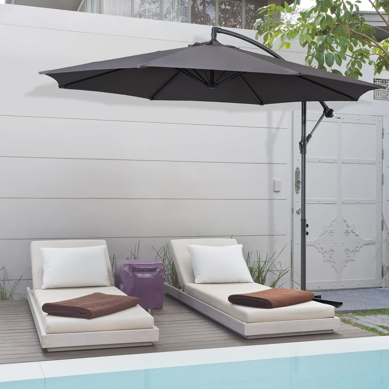 Outsunny Cantilever Umbrella Parasol Hanging Banana Steel Dark Grey 3M Patio