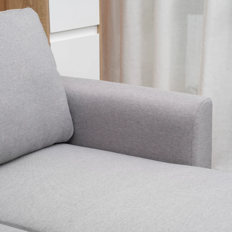 HOMCOM Ecksofa Stoffsofa Schlafsofa Sofabett Sofa mit Schlaffunktion Eckcouch Couchgarnitur mit Chaiselongue L-Form leinenartiges Polyester Schaumstoff PP-Kunststoff Grau 217 x 134 x 85 cm