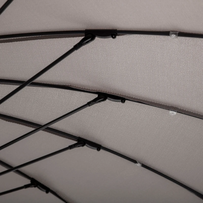 Outsunny 3(m) Cantilever Umbrella 18 Ribs & Vents Adjustable Angle for Patio Light Grey