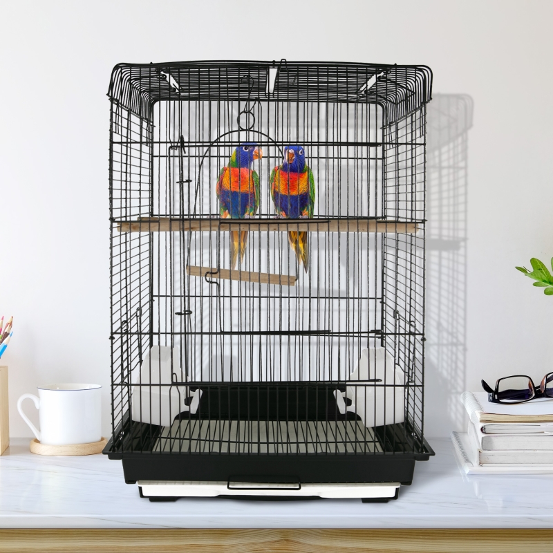 PawHut Aviar pentru Pasari in Metal Negru 41,5x29,5x56,5cm