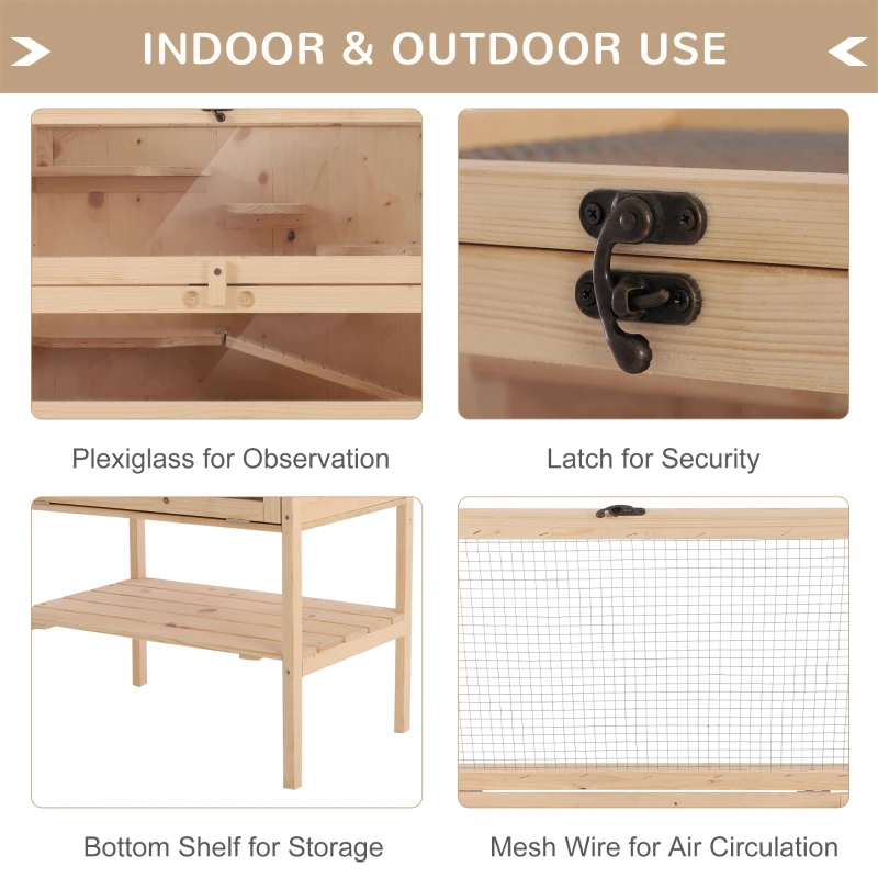 PawHut Cusca pentru Rozitori si Hamsteri cu 4 Rafturi cu Acoperis Trapa in Lemn 60x40x120cm