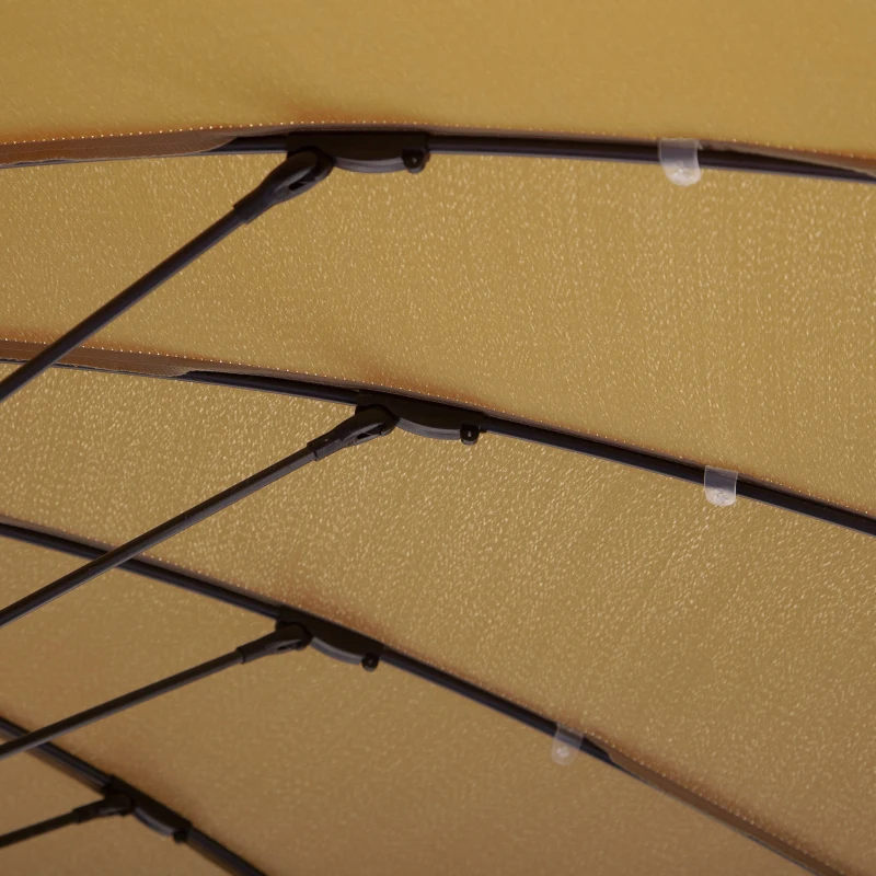 Outsunny 3(m) Cantilever Umbrella 18 Ribs & Vents Adjustable Angle for Patio Khaki