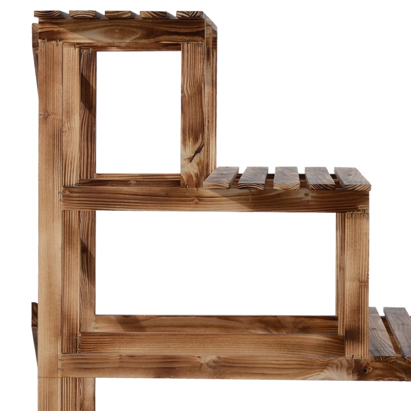 Outsunny 3 Tier Flower Stand Wood Planter Ladder Display Shelf Rack for Garden Outdoor Backyard 100Lx80Wx80H(cm)