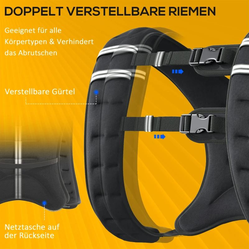 HOMCOM Weight Vest 10 kg Adjustable for Weight Training Strength Training Men/Women Oxford Fabric Metal Sand Black 40 x 35 cm