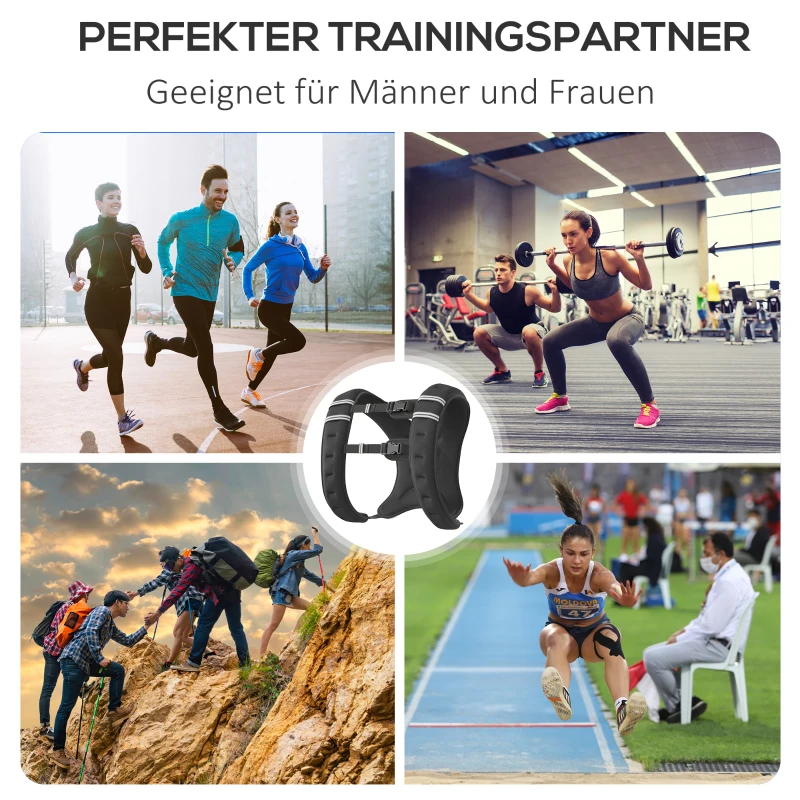 HOMCOM Weight Vest 5 kg Adjustable for Weight Training Strength Training Men/Women Oxford Fabric Metal Sand Black 40 x 35 cm