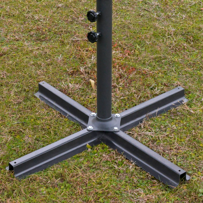 Outsunny 4.6M Sun Umbrella Canopy Double-sided Crank Sun Shade w/ Cross Base Khaki