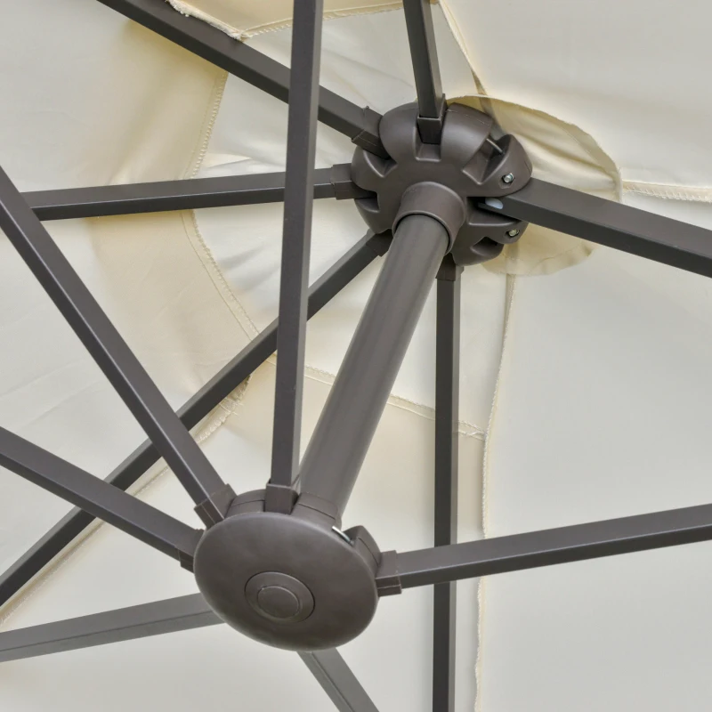 Outsunny 4.6M Sun Umbrella Canopy Double-sided Crank Sun Shade w/ Cross Base Off White