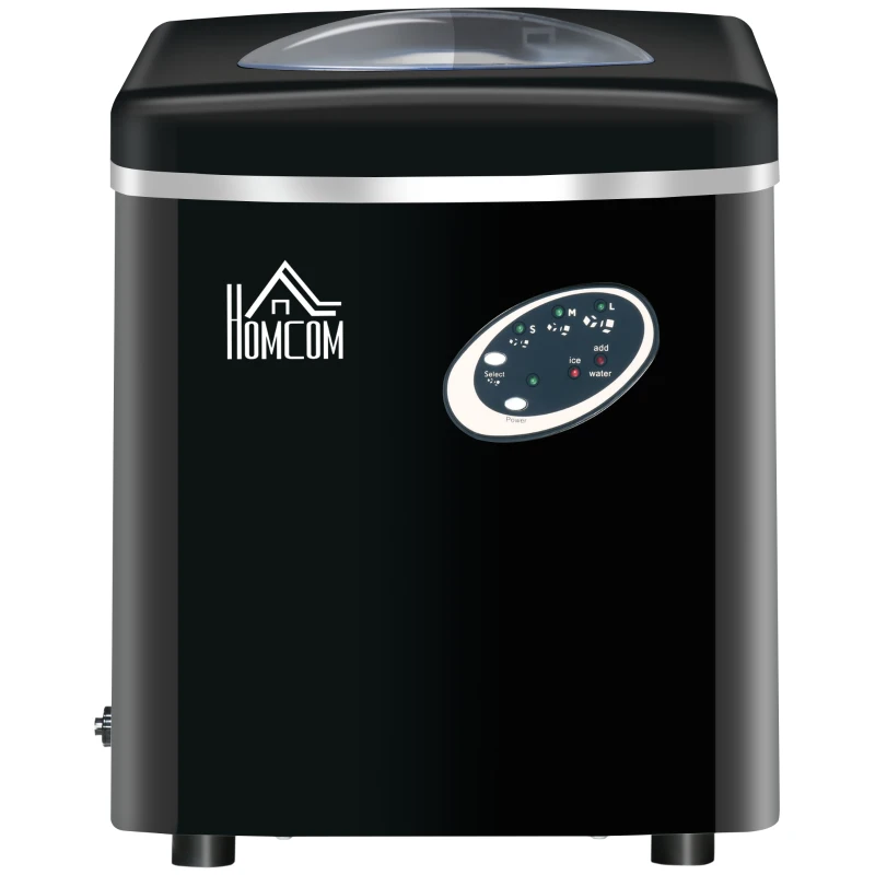 HOMCOM Macchina per Ghiaccio 9 Cubetti in 8-9 Minuti con 3 Dimensioni Regolabili, Nero