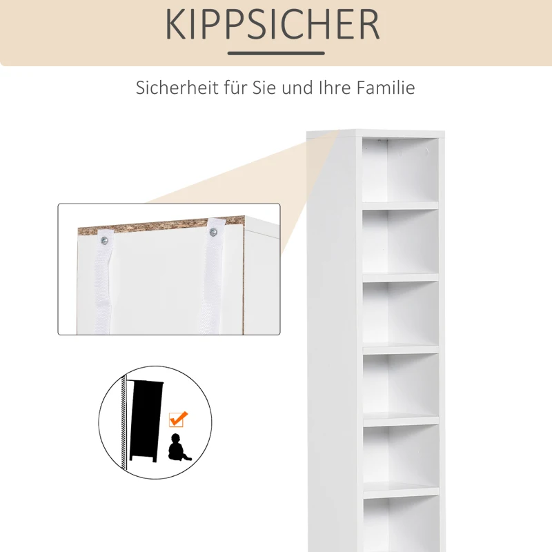 HOMCOM Stojak na płyty CD Półka na płyty CD Regał Dwuczęściowy zestaw z dwoma otwartymi regałami, MDF + płyty wiórowe, biały, 21 x 19,2 x 88,3 cm