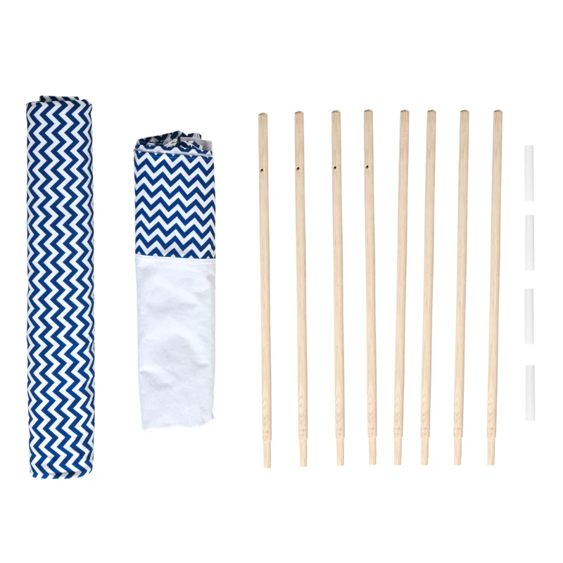 HOMCOM Tienda de Campaña para Niños de +3 Años Tipi Infantil de Madera Portátil con Ventana Colchoneta y Bolsa de Transporte para Interiores y Exteriores 120x120x155 cm Azul