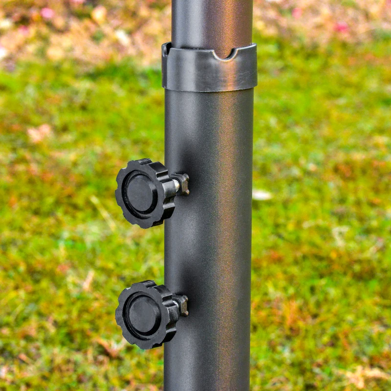 Outsunny 4.6M Sun Umbrella Canopy Double-sided Crank Sun Shade w/ Cross Base Dark Green