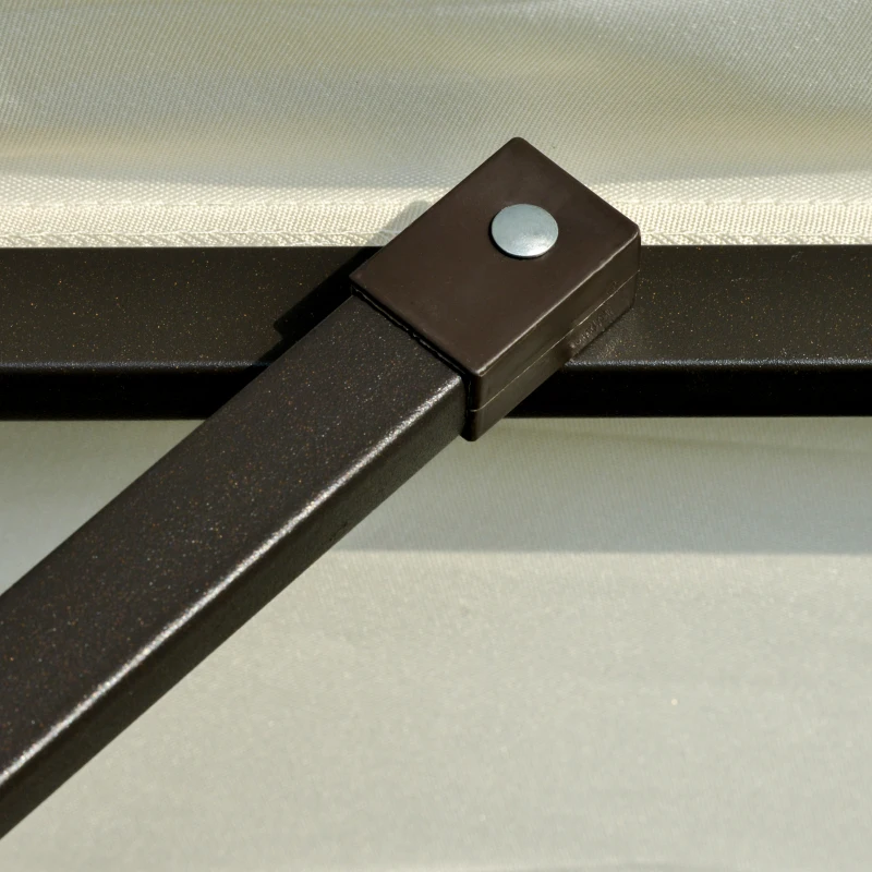 Outsunny 4.6M Sun Umbrella Canopy Double-sided Crank Sun Shade w/ Cross Base Off White