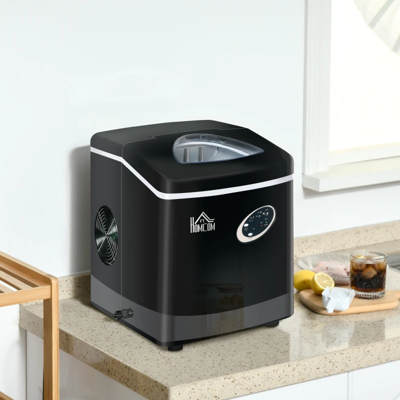 HOMCOM Macchina per Ghiaccio 9 Cubetti in 8-9 Minuti con 3 Dimensioni Regolabili, Nero