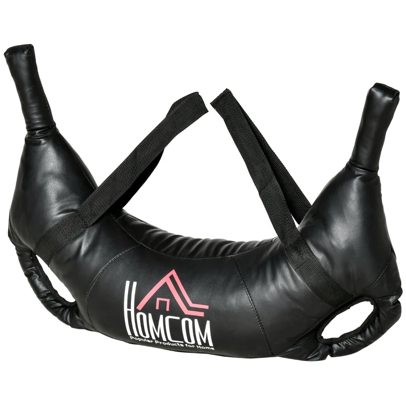 HOMCOM Worek Bułgarski, 25 kg, z wieloma uchwytami, wzmocnione szwy, 72 x 50 x 18 cm, Czarny