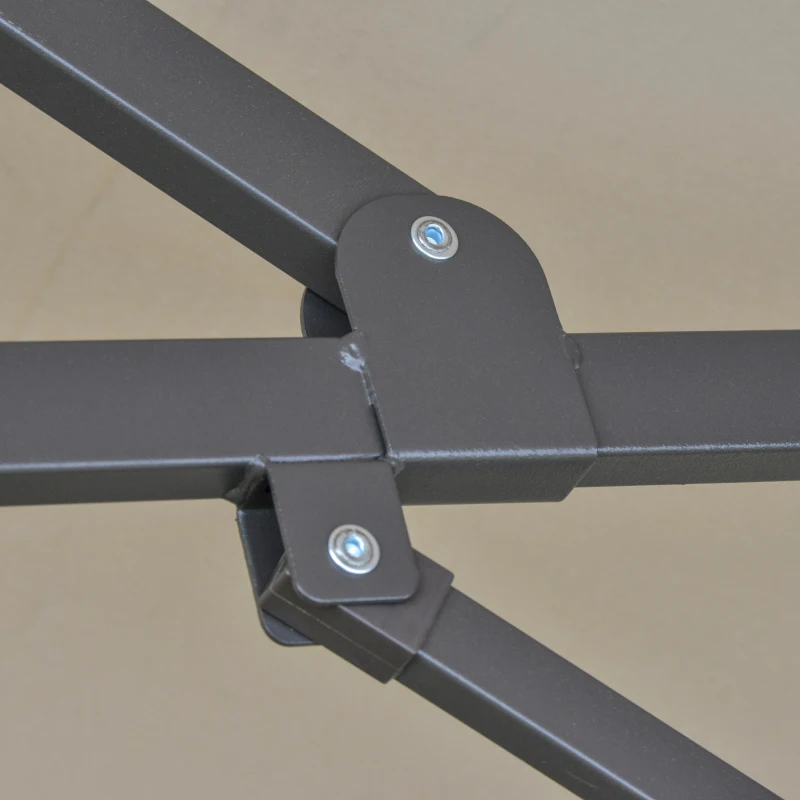 Outsunny 4.6M Sun Umbrella Canopy Double-sided Crank Sun Shade w/ Cross Base Khaki