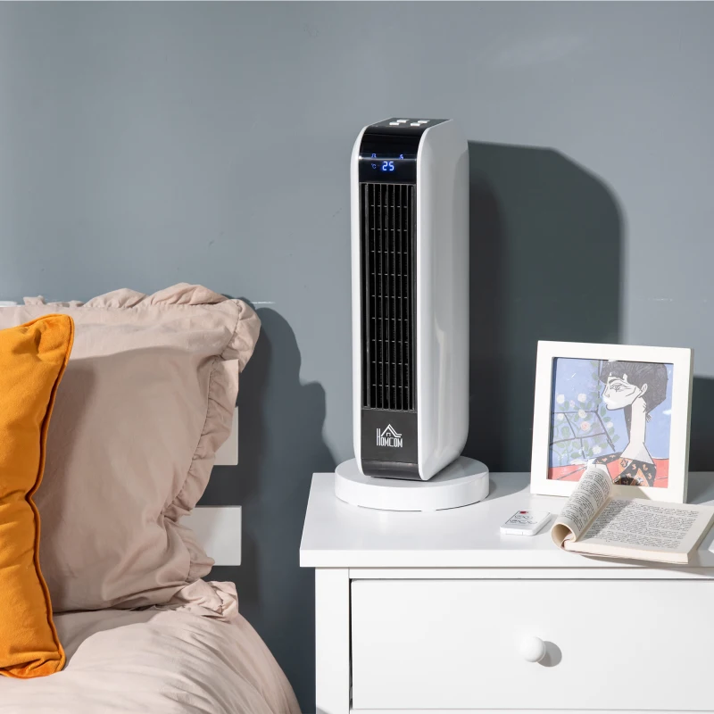HOMCOM Chauffage soufflant oscillant 2000 W - mini radiateur céramique PTC - 3 modes - télécommande incluse - chauffage d'appoint blanc noir