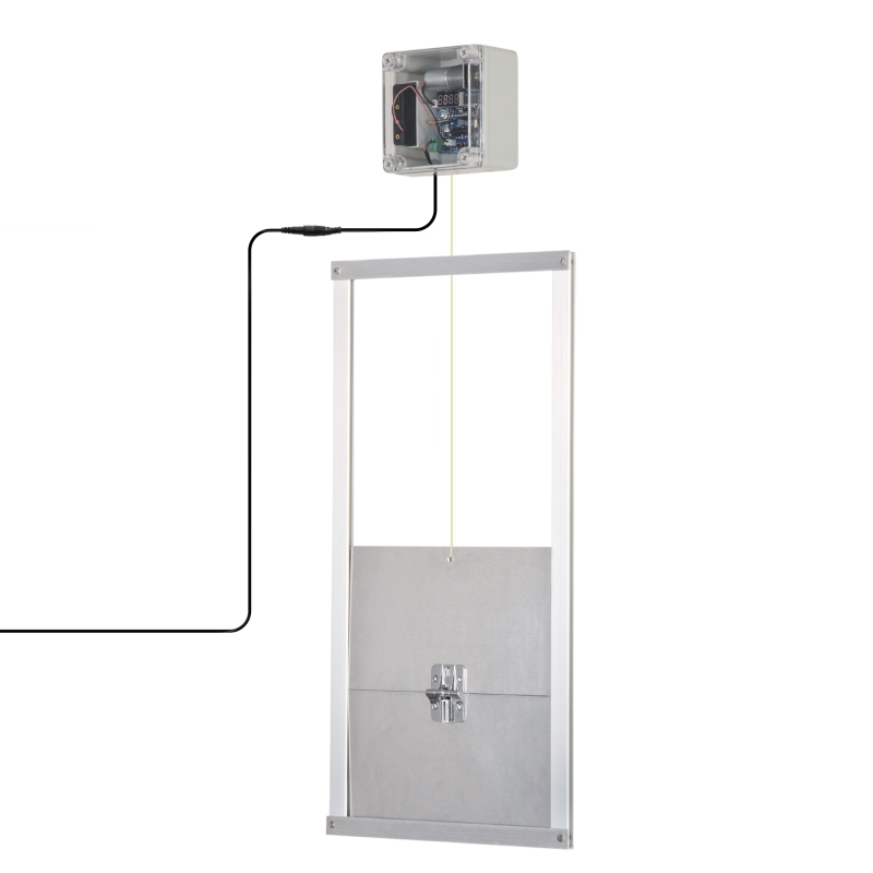 Usa automata pentru cotet pentru pui PawHut cu temporizator si senzor de lumina, cu corp complet din aluminiu, argintiu