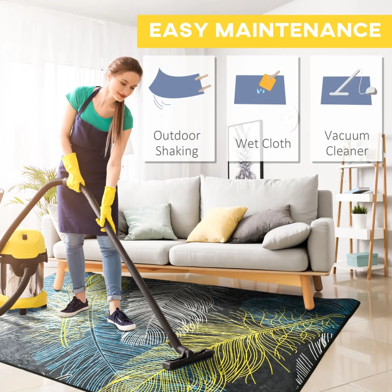 Covor modern HOMCOM, covoare cu pene abstracte Covor mare pentru sufragerie, dormitor, sufragerie, 140x200 cm