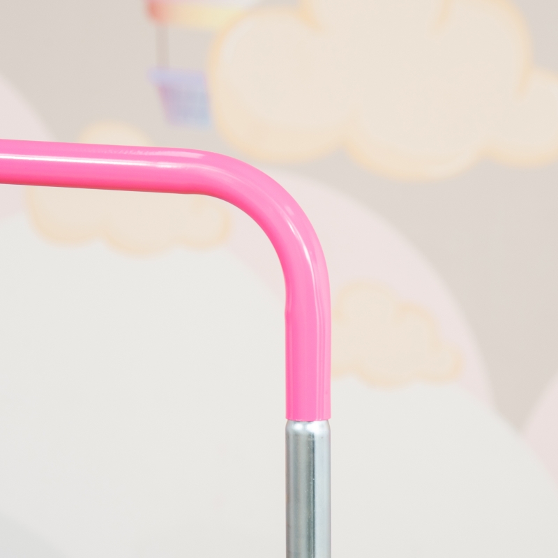 HOMCOM Bara de gimnastica pentru copii, bare orizontale pliabile cu inaltime reglabila, bara de antrenament cu baza triunghiulara, roz