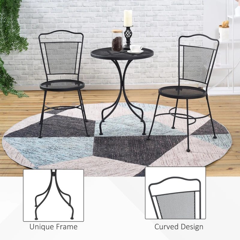 Set Bistro Outsunny din 3 Piese, Set Pliabil de Terasa in Aer Liber cu Scaune Metalice si Masa Rotunda pentru Curte