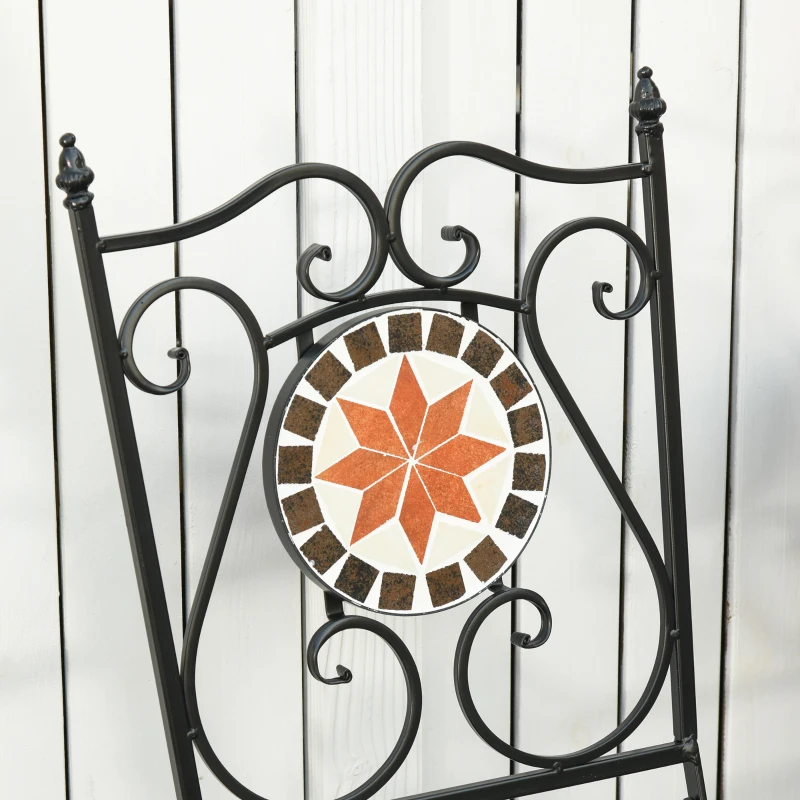 Outsunny Mobilier Gradina 3 Piese – 2 Scaune & Masa Mozaic Metalica
