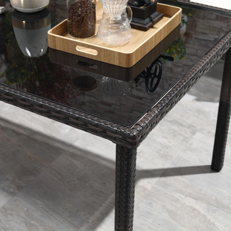Outsunny Set masa si scaune 5 piese din rattan PE pentru exterior, cotiere din rachita, pentru terasa