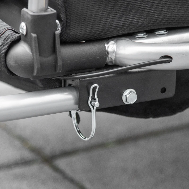 HOMCOM Remorca pentru bicicleta pentru copii 2 in 1, centura in 5 puncte, geanta de depozitare, reflector, steag, Rosu(m-9)