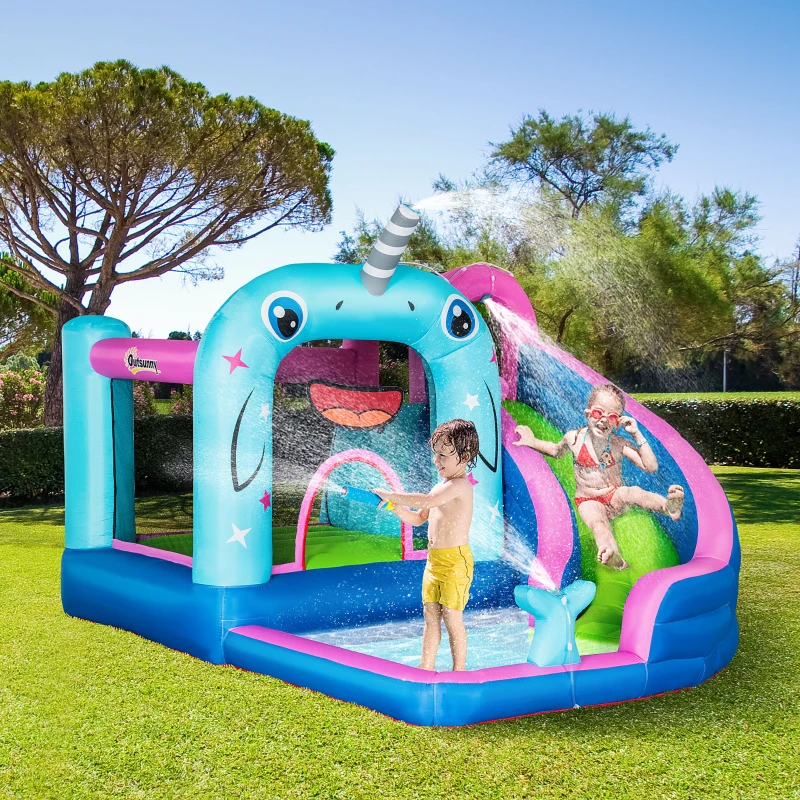 Outsunny Castel gonflabil pentru copii 3-8 ani, 5 in 1, 3.3x2.8x2 m