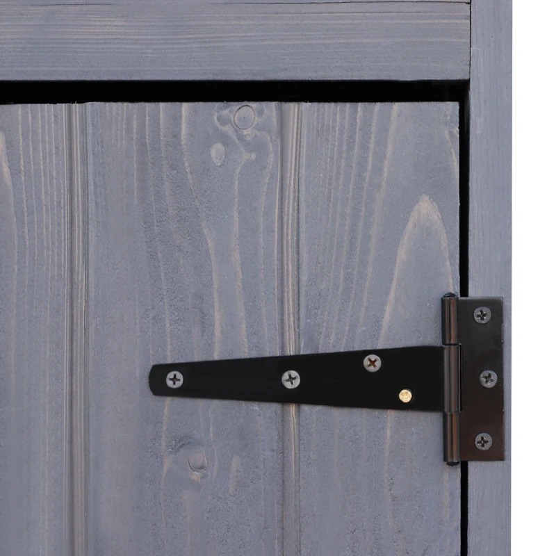 Outsunny Sopron de gradina 89 x 50 cm, din lemn pe 4 niveluri, cu 3 rafturi, Usi duble cu blocare, gri inchis