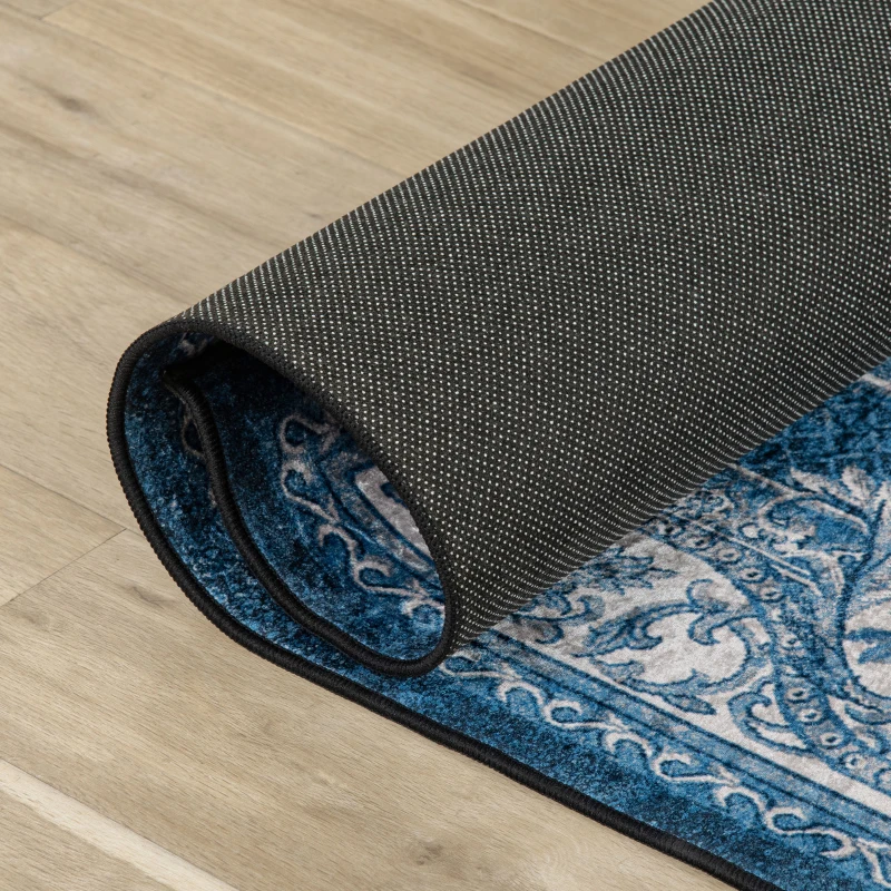 HOMCOM Covor Albastru Persan, Covoare Moderne Covor Mare pentru Living, Dormitor, Sufragerie, 140x200 cm