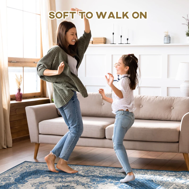 HOMCOM Covor Albastru Persan, Covoare Moderne Covor Mare pentru Living, Dormitor, Sufragerie, 140x200 cm