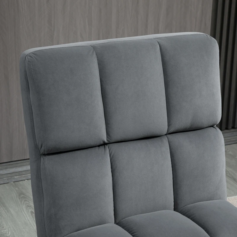 Fotoliu Relax cu Suport pentru picioare HOMCOM pentru Interior, Set 2 Piese din Tesatura cu Efect de Catifea, Spuma de Cauciuc si Metal, Gri