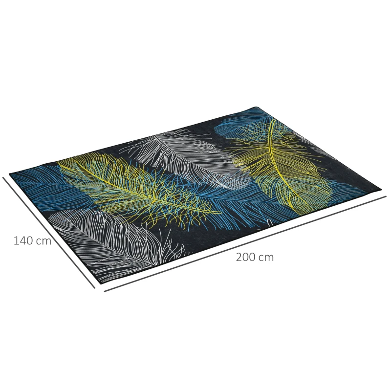 Covor modern HOMCOM, covoare cu pene abstracte Covor mare pentru sufragerie, dormitor, sufragerie, 140x200 cm