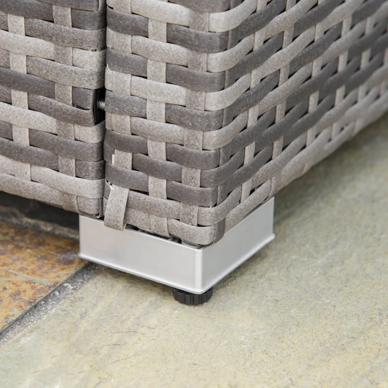 Outsunny Set de canapele din ratan PE pentru terasa, cu 4 piese, cu perne si masuta de cafea cu doua niveluri, cu blat din sticla securizata, Gri