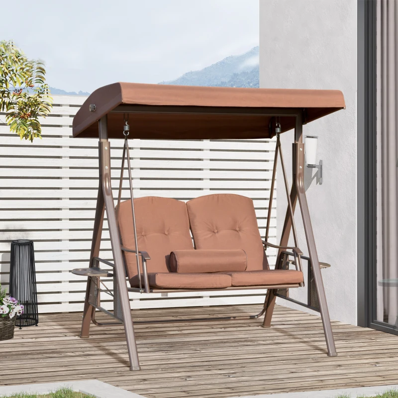 Outsunny Leagan 2 Persoane – Acoperis Reglabil, Perne & Tava Exterior