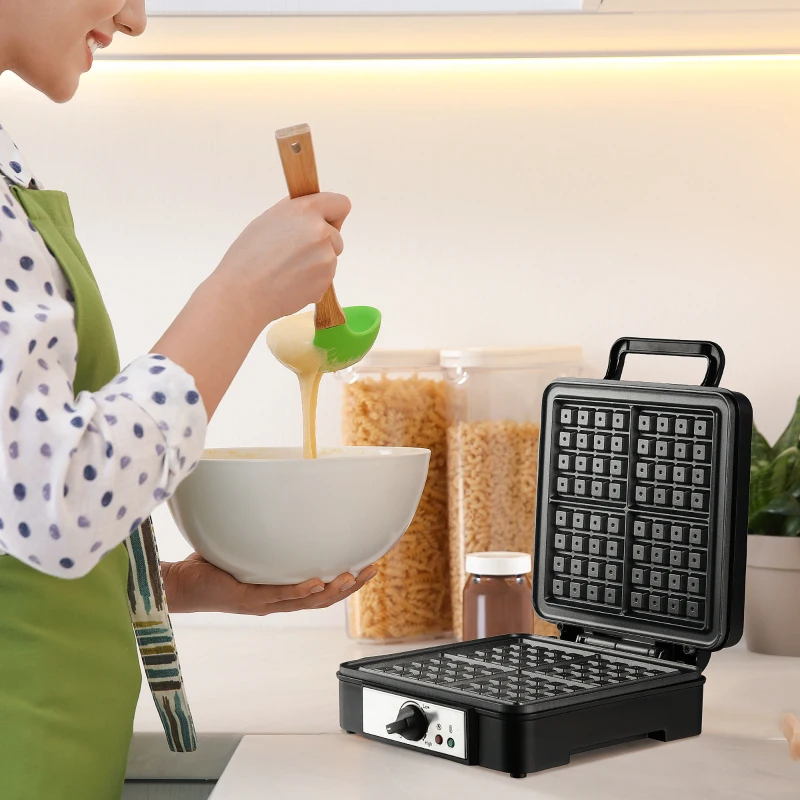 HOMCOM aparat de vafe cu gatire simultana, 1200 W