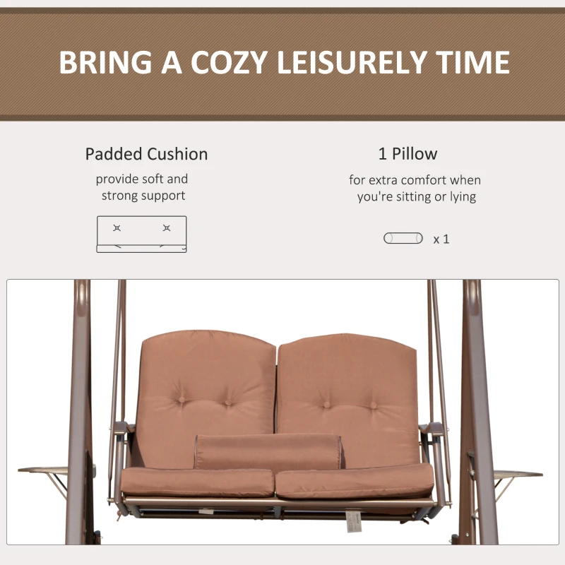 Outsunny Leagan 2 Persoane – Acoperis Reglabil, Perne & Tava Exterior