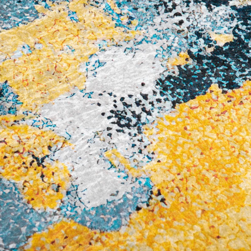 HOMCOM Covor Modern, Zona de redare abstracta Covor Galben Mare pentru Sufragerie, Dormitor, Sufragerie, 140x200 cm