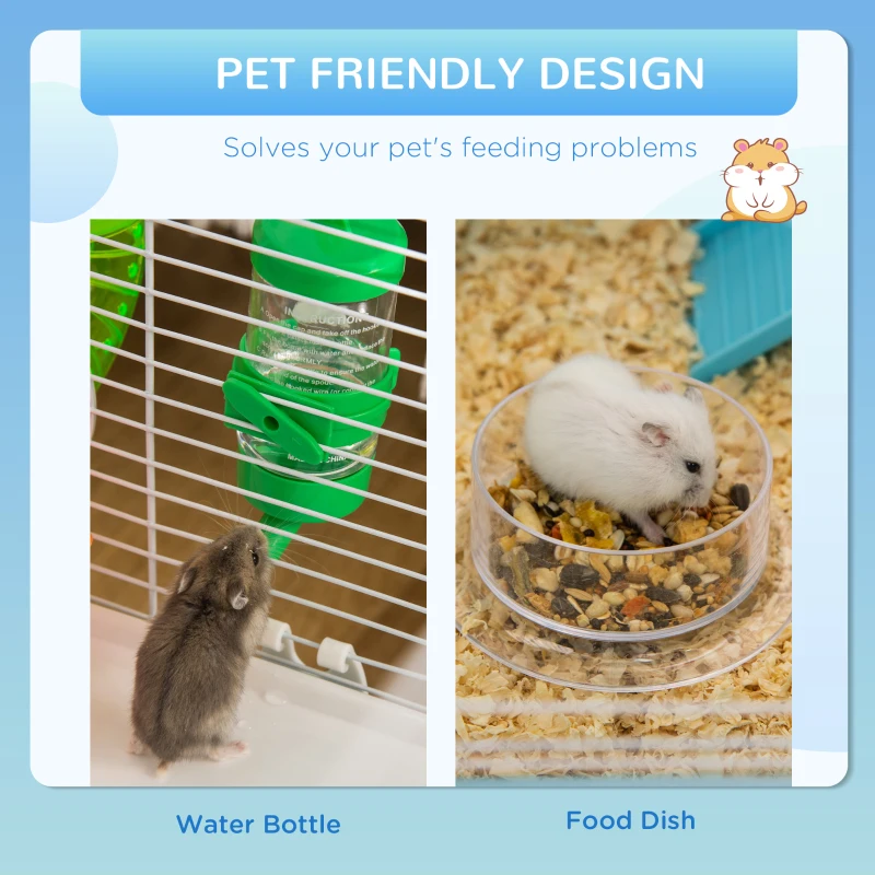 PawHut Cusca Mare pentru Hamsteri – 3 Niveluri & Roata