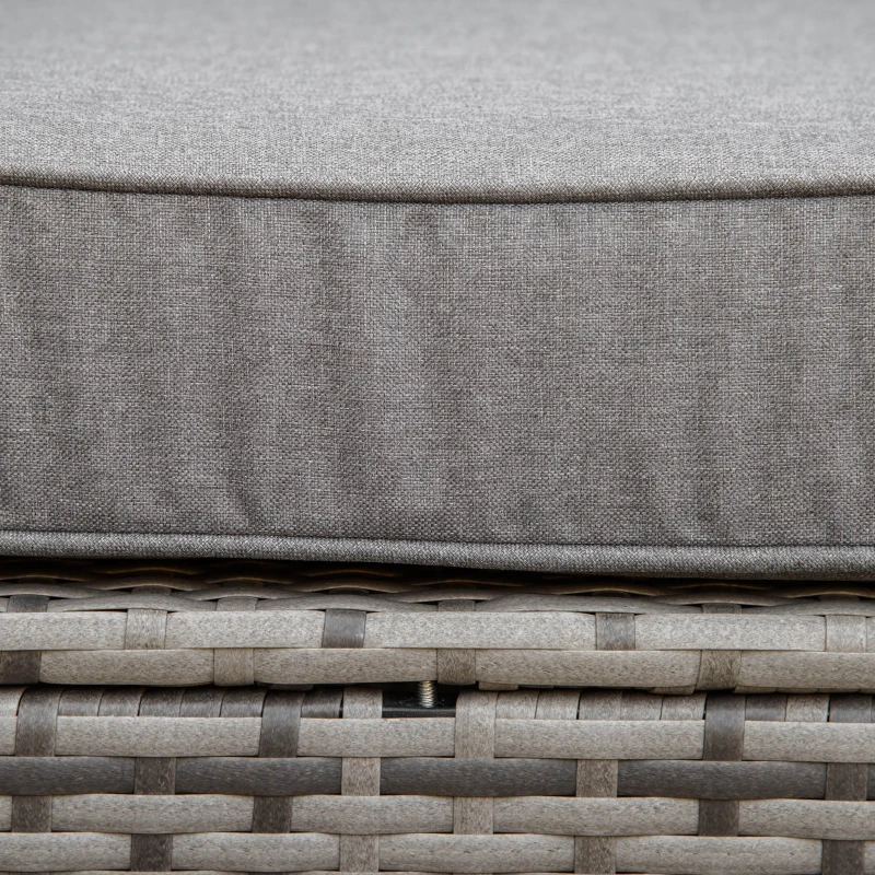 Outsunny Set de canapele din ratan PE pentru terasa, cu 4 piese, cu perne si masuta de cafea cu doua niveluri, cu blat din sticla securizata, Gri