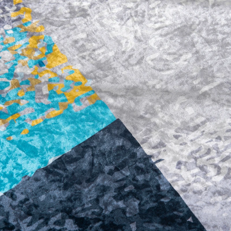 HOMCOM Covor modern albastru gri, covoare geometrice covor mare pentru sufragerie, dormitor, sufragerie, 140x200 cm