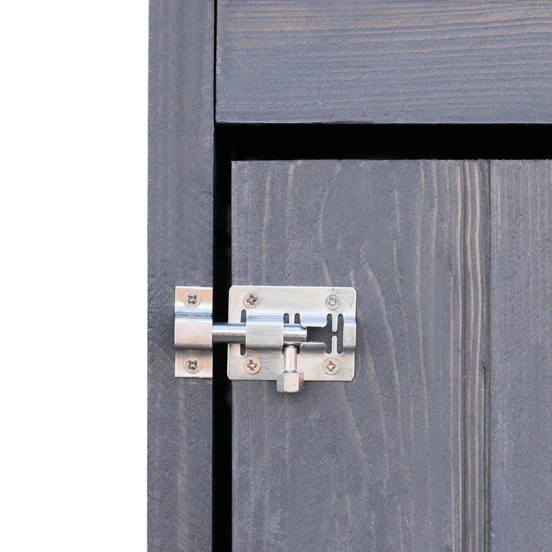 Outsunny Sopron de gradina 89 x 50 cm, din lemn pe 4 niveluri, cu 3 rafturi, Usi duble cu blocare, gri inchis