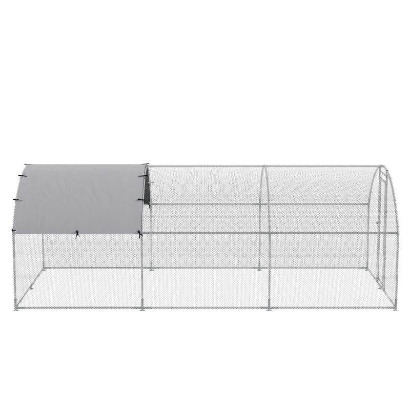 PawHut Cotet pentru pasari de curte galvanizat, Cusca pentru animale de companie, 2,8 x 5,7 x 2 m