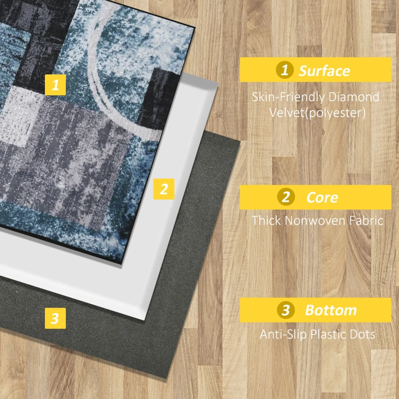 HOMCOM Covor Geometric Albastru, Covoare Moderne Covor Mare pentru Living, Dormitor, Sufragerie, 140x200 cm