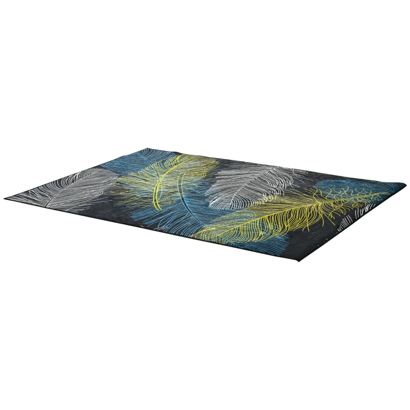 Covor modern HOMCOM, covoare cu pene abstracte Covor mare pentru sufragerie, dormitor, sufragerie, 140x200 cm