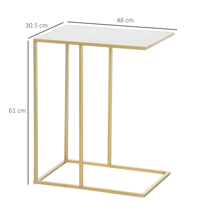 Outsunny Masuta Laterala Terasa – Blat Tip Marmura pentru Exterior