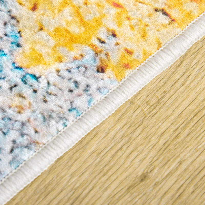 HOMCOM Covor Modern, Zona de redare abstracta Covor Galben Mare pentru Sufragerie, Dormitor, Sufragerie, 140x200 cm