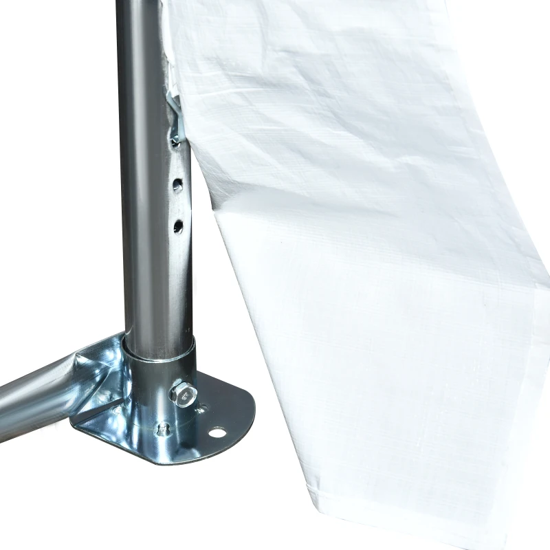 Outsunny Cort cu Pereti Detasabili si Intrare cu Fermoar, din Otel si PE, 1200x600x320cm, Alb