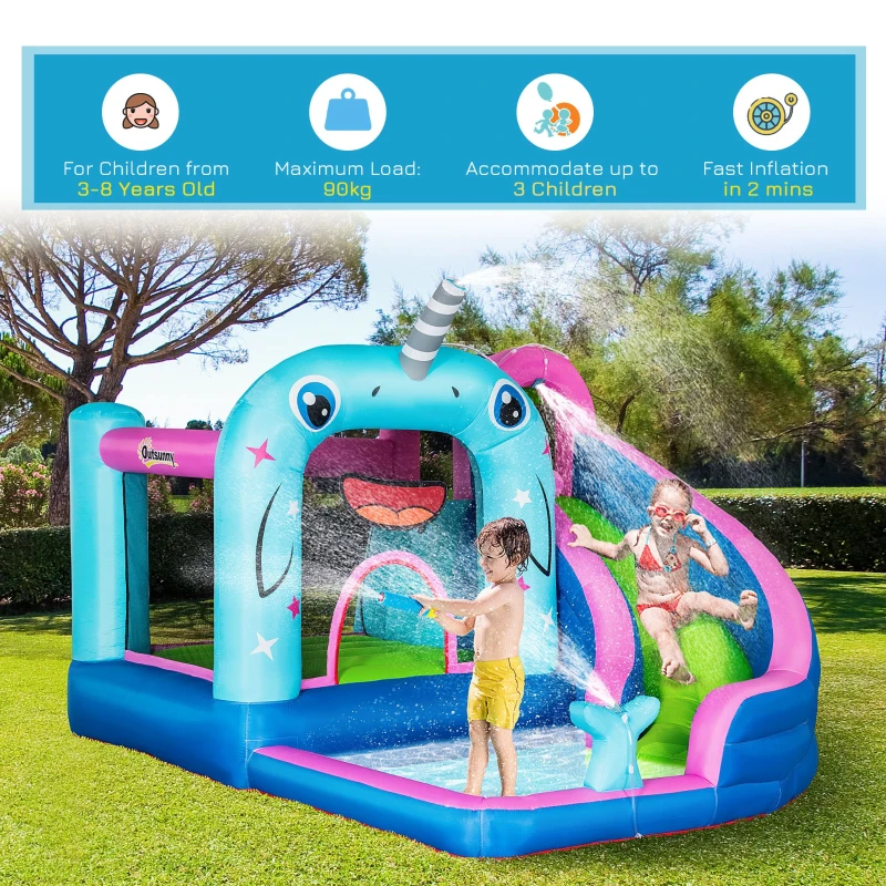 Outsunny Castel gonflabil pentru copii 3-8 ani, 5 in 1, 3.3x2.8x2 m
