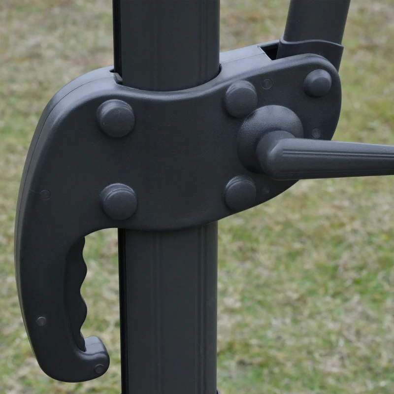 Outsunny Sonnenschirm 3x3m Ampelschirm Roma Schirm mit Solar-LED-Lichtern 360° drebar neigbar Alu Dunkelgrau